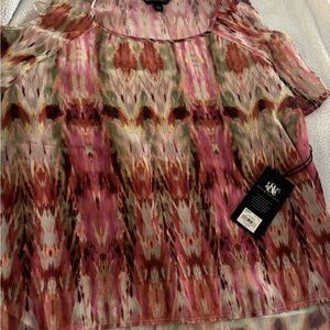 NWT Rock & Republic Pink and Brown Patterned Blouse